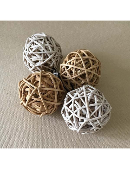 Boules rotin claires 5cm (lot de 3)