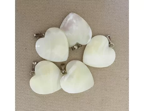 Pendentif nacre coeur 20mm monture argentée