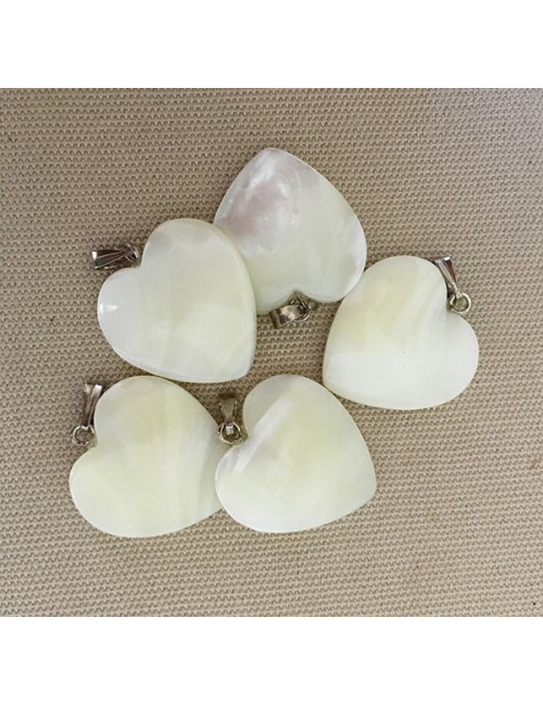 Pendentif nacre coeur 20mm monture argentée