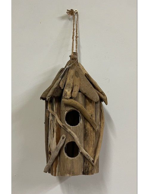 Nichoir à oiseaux bois flotté 30cm