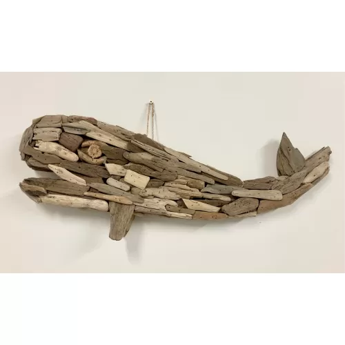 Baleine en bois flotté naturelle 61cm