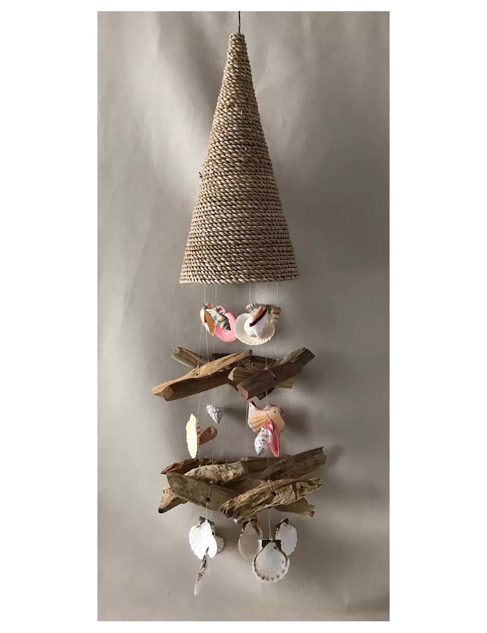 Suspension bois flotté et coquillages 70cm