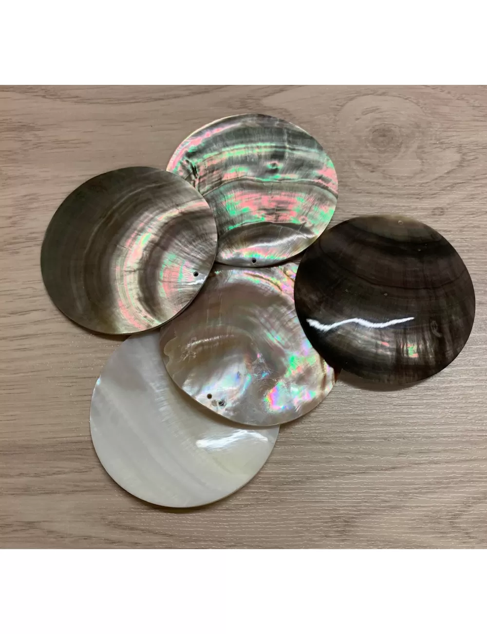 Rondelle percée nacre 6cm