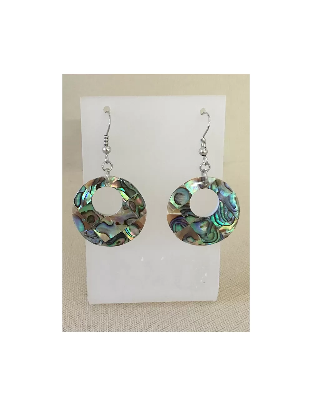 Boucles d'oreilles crochet rond évidé abalone
