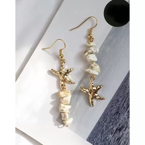 Boucle Oreille Dorée éclat de Coquillages