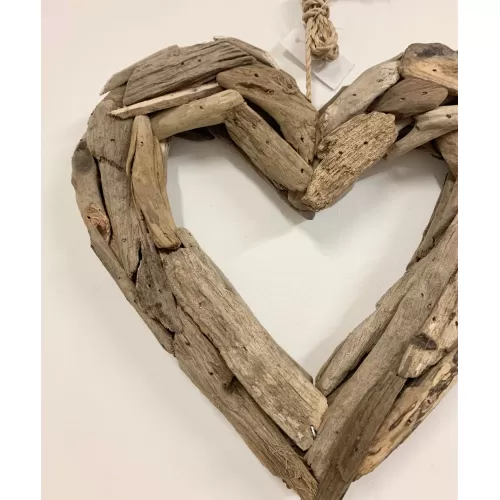 Coeur déco bois flotté naturel 25 cm