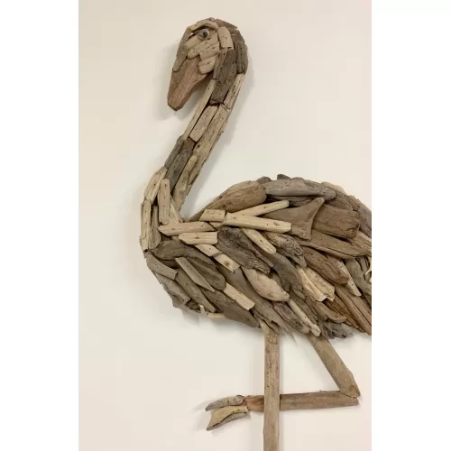 Flamand rose bois flotté 84cm