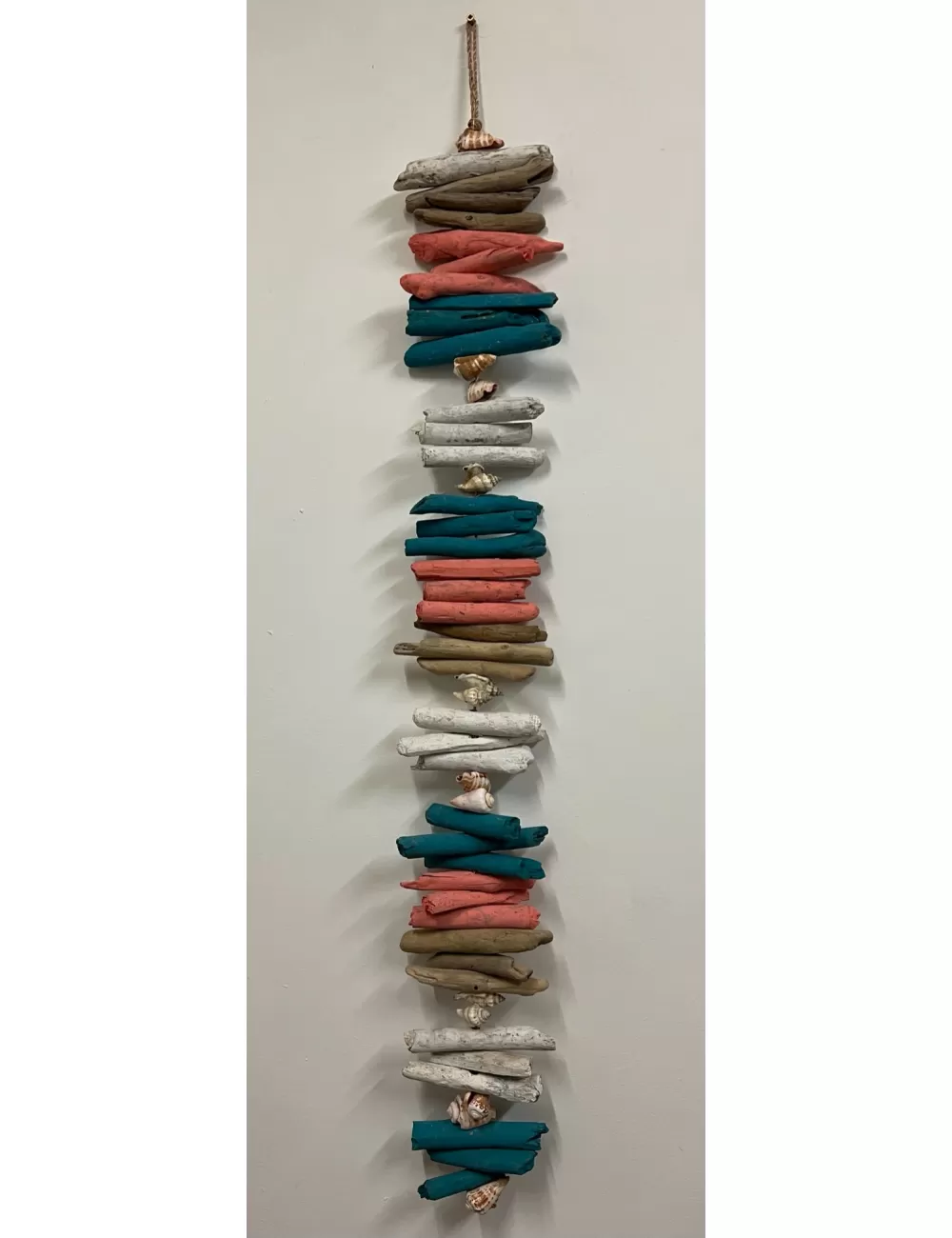 Guirlande bois flotté colorée, coquillages 100cm