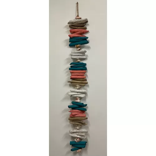 Guirlande bois flotté colorée, coquillages 100cm