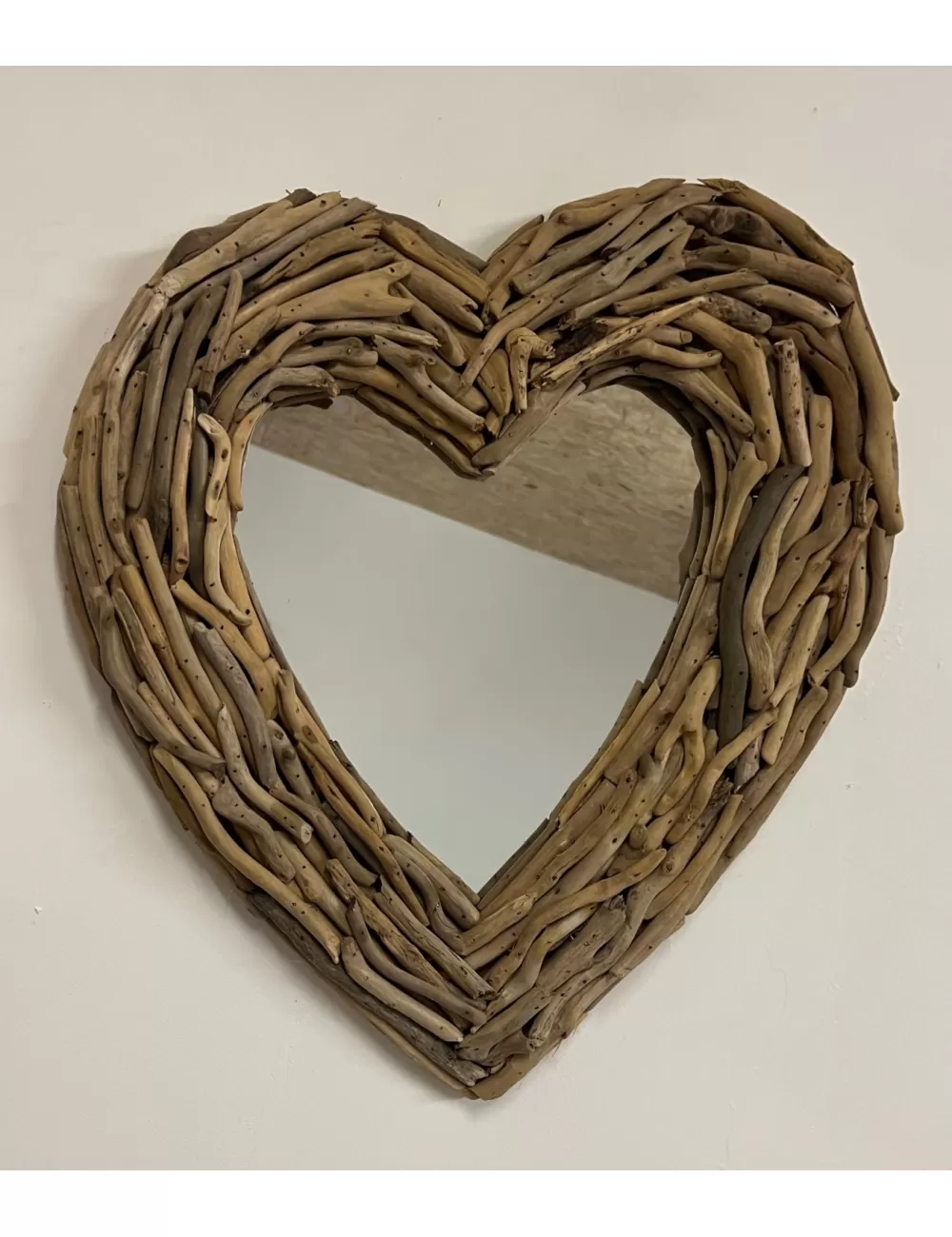 Miroir cœur bois flotté 50cm