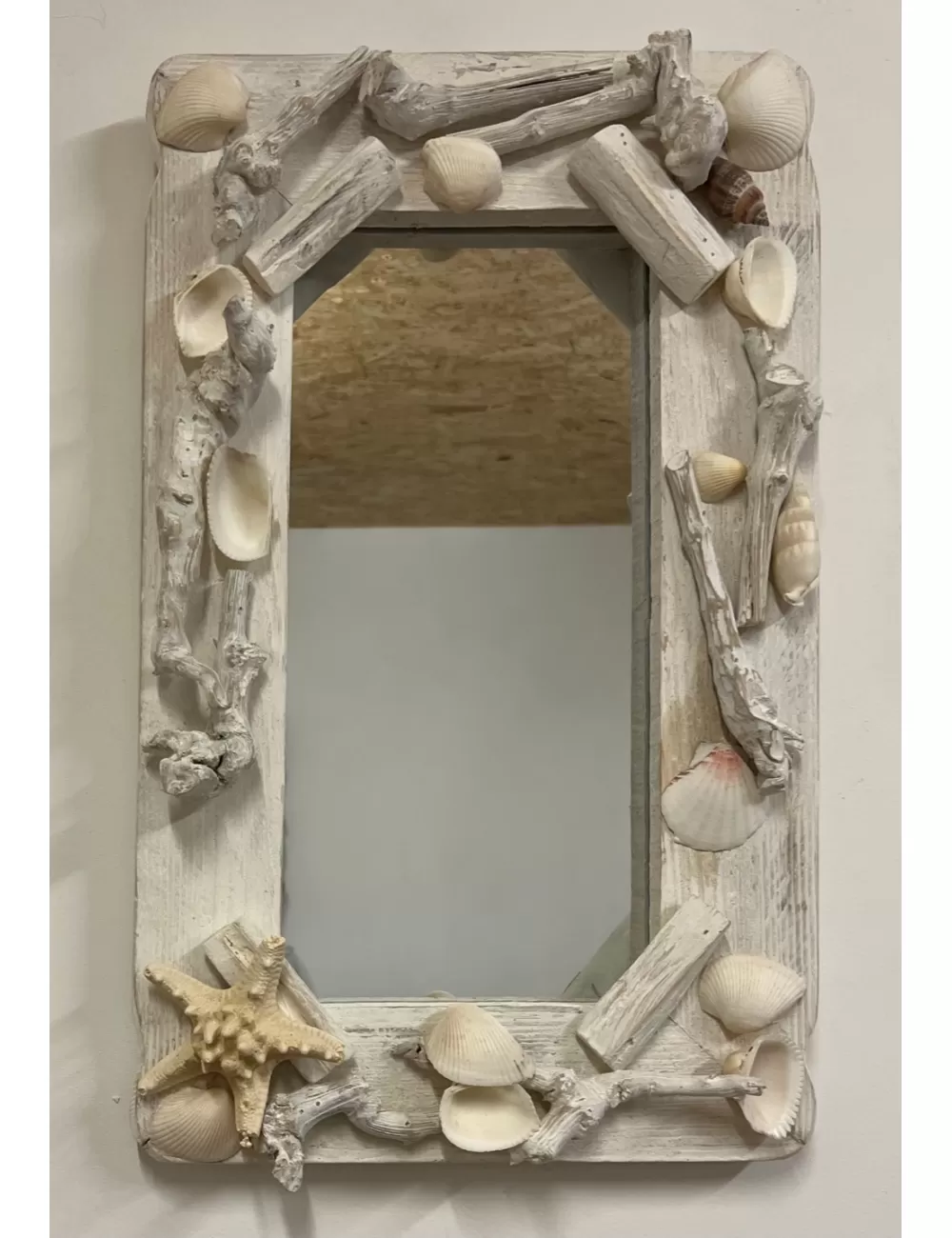 Miroir rectangle cadre bois flotté 52x32cm