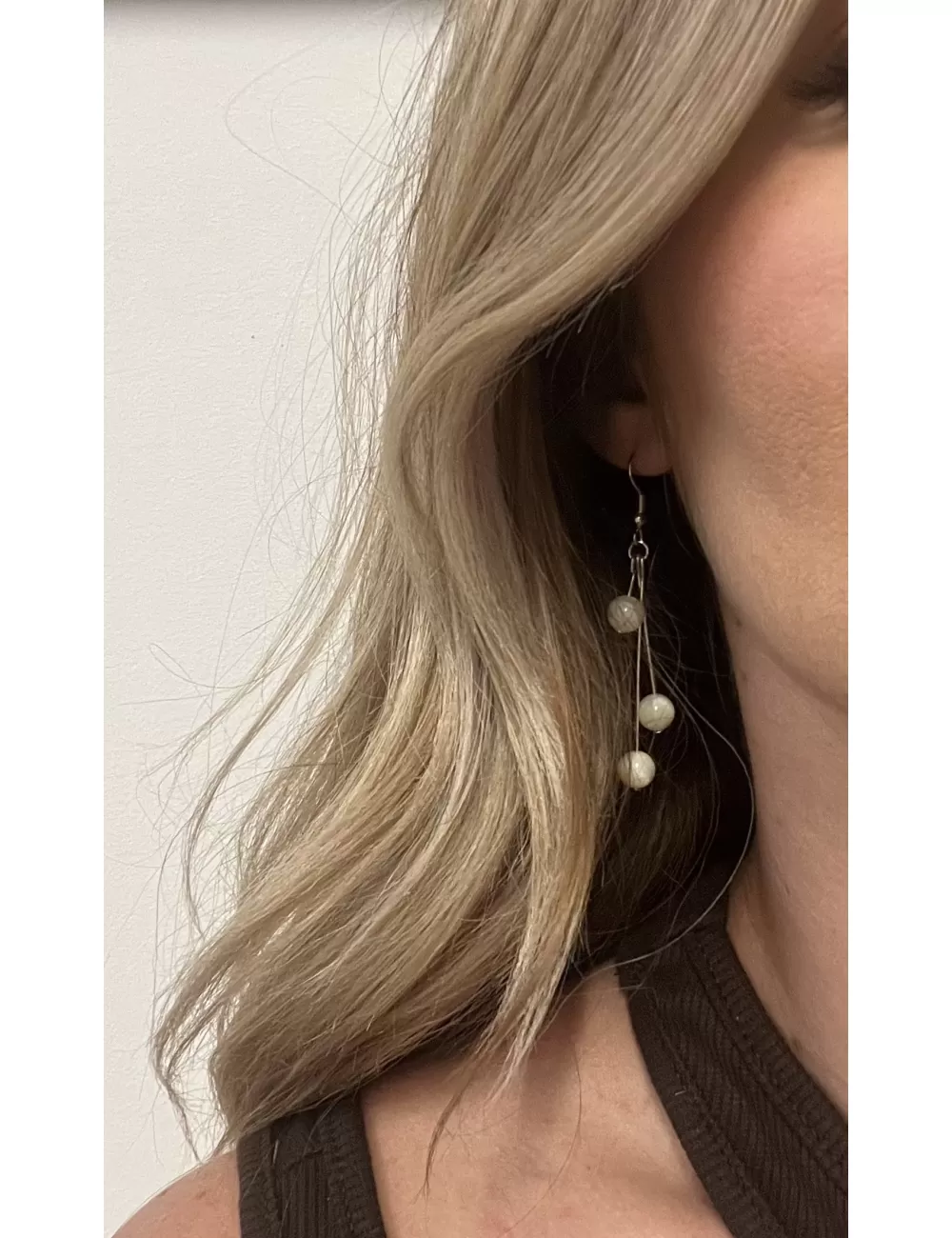 Boucles d'oreilles 3 brins perles marmoratus