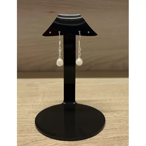 Boucles d'oreilles argentées perles fines de culture avec strass