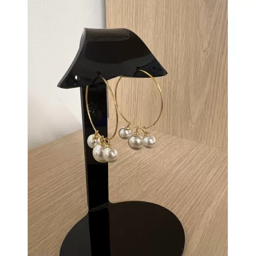 Boucles d'oreilles créoles acier inoxydable 3 perles