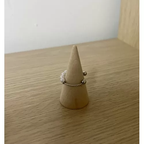 Bague réglable perles acier inoxydable argenté