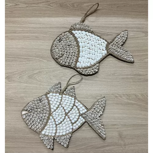 Lot de 2 Poissons coquillages à suspendre 33cm