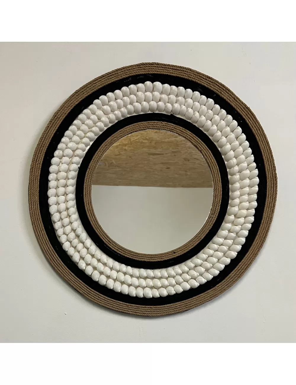 Miroir coquillages bubbles et corde 50cm