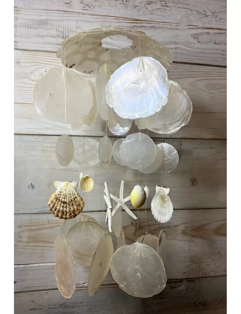 Mobile pastilles nacre coquillages et étoile de mer 45cm