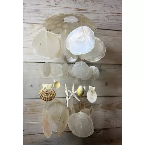 Mobile pastilles nacre coquillages et étoile de mer 45cm