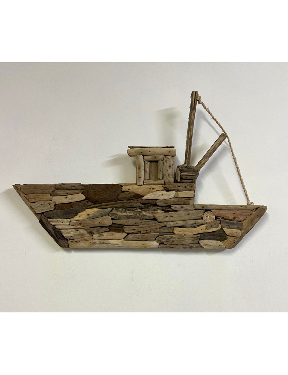 Chalutier bois flotté 51cm