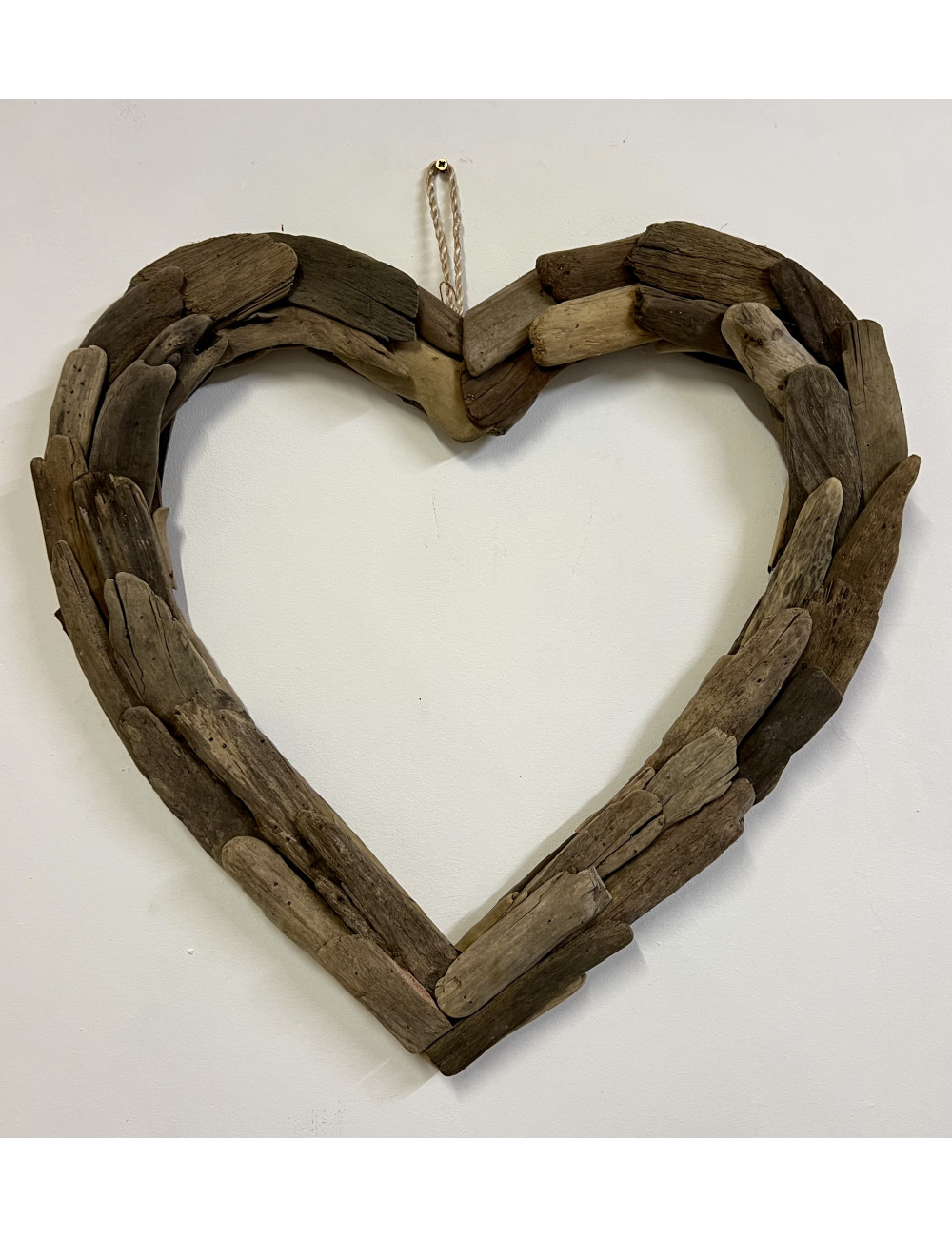 Couronne cœur bois flotté 50cm