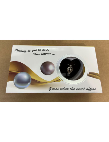 Coffret perle de culture naturelle dans huitre avec chaine Cœur