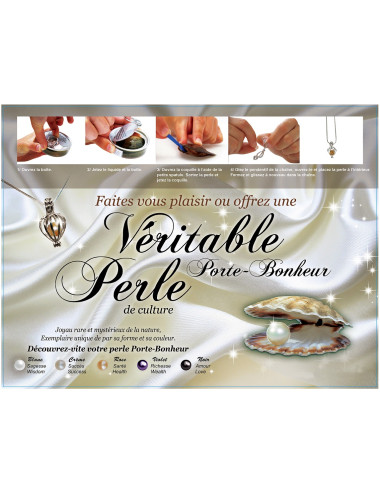 Coffret perle de culture naturelle dans huitre avec chaine Cœur