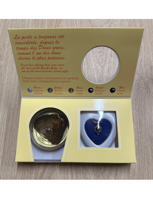 Coffret perle de culture naturelle dans huitre avec chaine cage