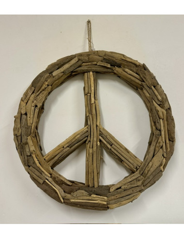 Design "PEACE" en bois flotté 51cm
