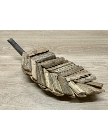 Décoration vide poche feuille bois flotté 45cm