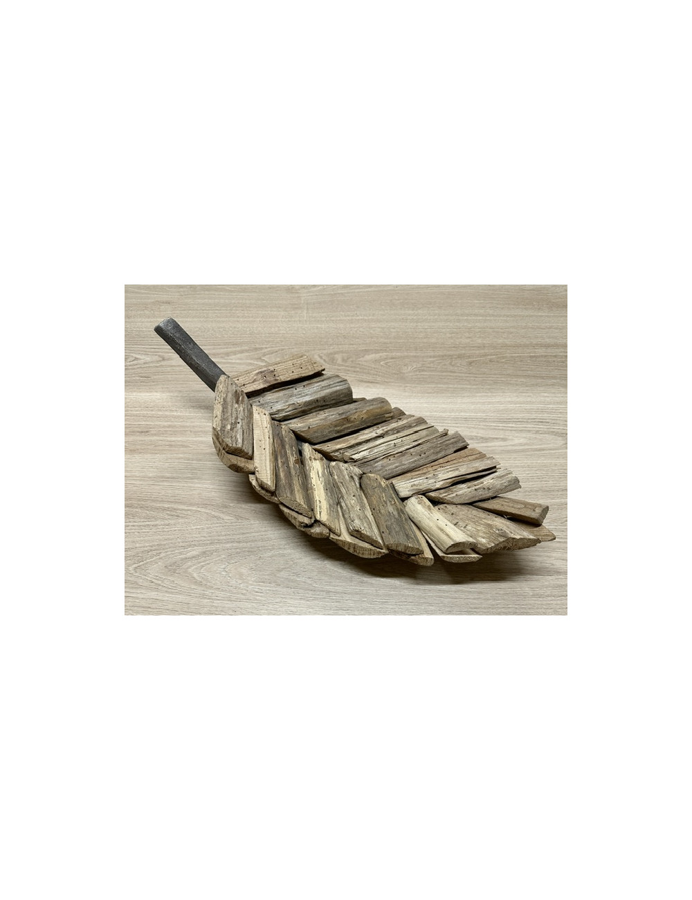 Décoration vide poche feuille bois flotté 45cm