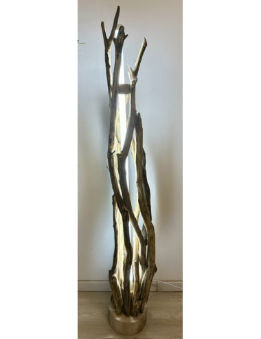 Lampe bois flotté tube LED inclus 145cm